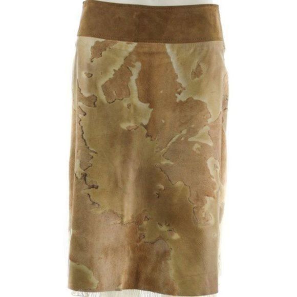 FEDERICO SANGALLI Brown Animal Fur & Leather Skirt